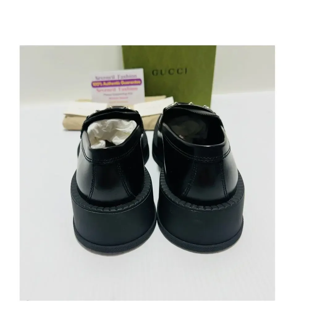NIB Gucci Horsebit Chunky Loafers 11.5 US 12 Lug Sole Black Leather Shoes $990